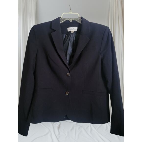 Vintage 90s Y2K Calvin Klein Suit Jacket Size 14 Black Lined Stylish Well Made - Picture 1 of 11